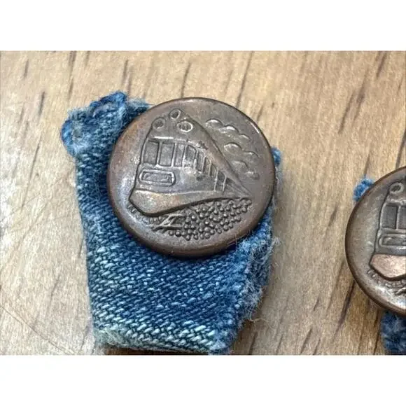 5 RAILROAD TRAINS Stud Overall Work Button 5/8" Inch Engineer Rivets PRR - Picture 5 of 7